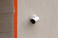 White CCTV cameras on the street, security in the city. covert shooting of what is happening. modern technologies and equipment