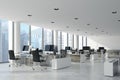 White ceiling open space office, side Royalty Free Stock Photo