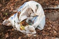 White cellophane garbage bag as an alternative to the trash can