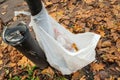 White cellophane garbage bag as an alternative to the trash can