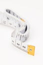 White centimeter measuring tape isolated on white background Royalty Free Stock Photo