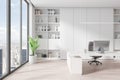 White CEO office with bookcase Royalty Free Stock Photo