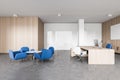 White CEO office with lounge, side view Royalty Free Stock Photo