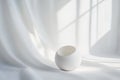 White Ceramic Bowl on Draped Fabric with Window Light Royalty Free Stock Photo
