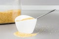 White ceramic bowl full of cane sugar Royalty Free Stock Photo