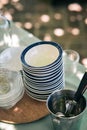 White ceramic bowls Royalty Free Stock Photo