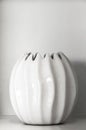 White ceramic clay pot for decoration on shelf