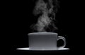 white ceramic coffee cup with floating smoke. Royalty Free Stock Photo