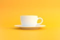 White ceramic coffee cup on yellow background Royalty Free Stock Photo
