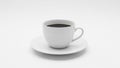 White ceramic cup filled with black coffee placed on a matching Royalty Free Stock Photo