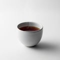 White ceramic cup holds steaming black tea against a minimalistic Royalty Free Stock Photo
