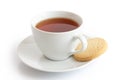White ceramic cup and saucer with rooibos tea and shortbread bis Royalty Free Stock Photo