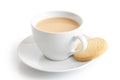 White ceramic cup and saucer with tea and shortbread biscuit. Is Royalty Free Stock Photo