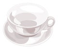 White ceramic cup in a set with a bowl. Vector illustration