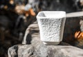 White ceramic cup with texture