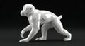 White ceramic monkey sculpture on black background Royalty Free Stock Photo