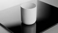 White ceramic mug on black reflective surface Royalty Free Stock Photo