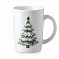 White Ceramic Mug with Embossed Christmas Tree and Star Decoration on Isolated Background Royalty Free Stock Photo