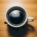 Of a white ceramic mug filled with black coffee placed on a light Royalty Free Stock Photo