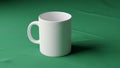 White ceramic mug with a rounded handle is placed against a solid Royalty Free Stock Photo