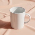 White ceramic mug with a smooth surface, featuring a classic cylindrical shap Royalty Free Stock Photo
