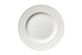 White Ceramic Plate Featuring Simple Yet Elegant Embossed Border