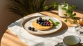 White ceramic plate with pancake