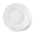 White ceramic plate, top view of an isolated