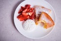 White ceramic porcelain pieces of apple pie plate sweet dessert Royalty Free Stock Photo