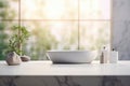 White ceramic sink on marble top - modern bathroom interior Royalty Free Stock Photo