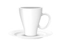 White ceramic tea cup on saucer plate vector illustration on white background realism style Royalty Free Stock Photo