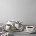 White ceramic tea set on the table Royalty Free Stock Photo