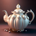 white ceramic teapot, ai generation