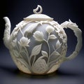 white ceramic teapot, ai generation