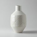 A white ceramic vase with a geometric pattern etched into its surface. It features a Royalty Free Stock Photo