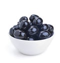 White ceramics bowl with black olives Royalty Free Stock Photo