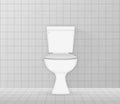 White ceramics clean toilet bowl icon. Toilet room. Vector stock illustration