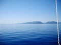 White chain in contrast with blue seascape