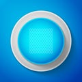 White Chain Fence icon isolated on blue background. Metallic wire mesh. Circle blue button with white line. Vector Royalty Free Stock Photo