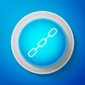 White Chain link icon isolated on blue background. Link single. Circle blue button with white line. Vector