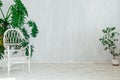 White chair and green home-grown interior room Royalty Free Stock Photo