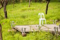 White chair in the park Pa Hin Ngam National Parkthe big green f