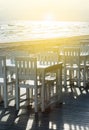 White chair and table on the beach Royalty Free Stock Photo