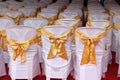 White chairs decorated for meetings and ceremonies. Royalty Free Stock Photo