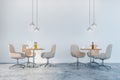 White chairs dining room or cafe interior Royalty Free Stock Photo