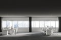 White chairs open plan office interior, side view Royalty Free Stock Photo