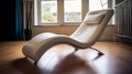 Modern Chaise Lounge: White Leather Chair With Kinetic Lines And Curves