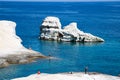 white chalk cliffs in Sarakiniko, Milos island, Cyclades, Greece