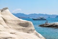 white chalk cliffs in Sarakiniko, Milos island, Cyclades, Greece