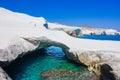 White chalk cliffs in Sarakiniko, Milos island, Cyclades. Royalty Free Stock Photo